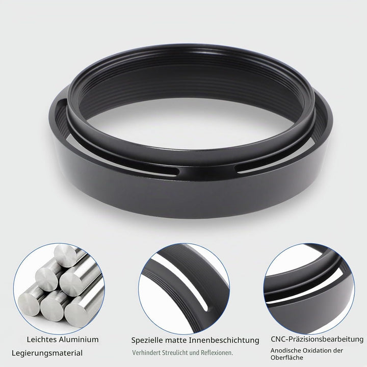 Haoge LH-LQ Gegenlichtblende aus Metall mit Deckel für Leica Q Q2 Q-P QP Typ 116 Typ116 Kamera schwa