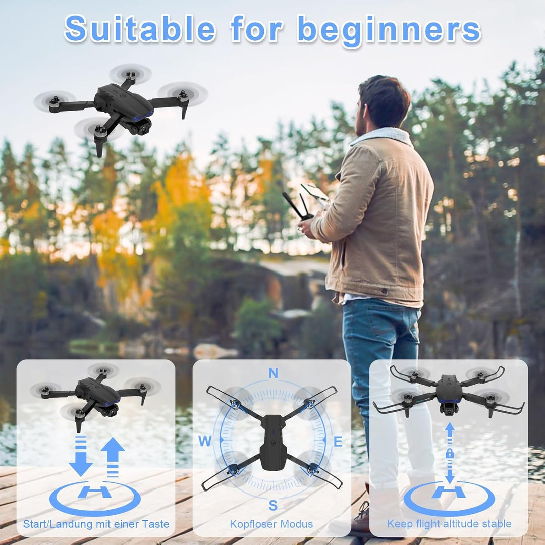 Drohne mit Kamera 1080P HD für Kinder, WiFi FPV Drone für Anfänger, RC Quadcopter mit 2 Akku, Schwer