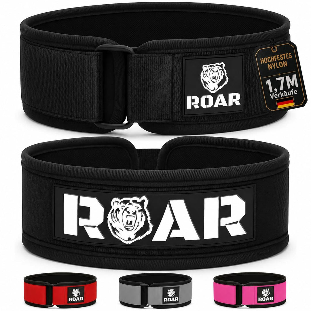 Roar® Gewichthebergürtel V2 - Fitness-Gürtel für Bodybuilding, Krafttraining, Gewichtheben - Trainin