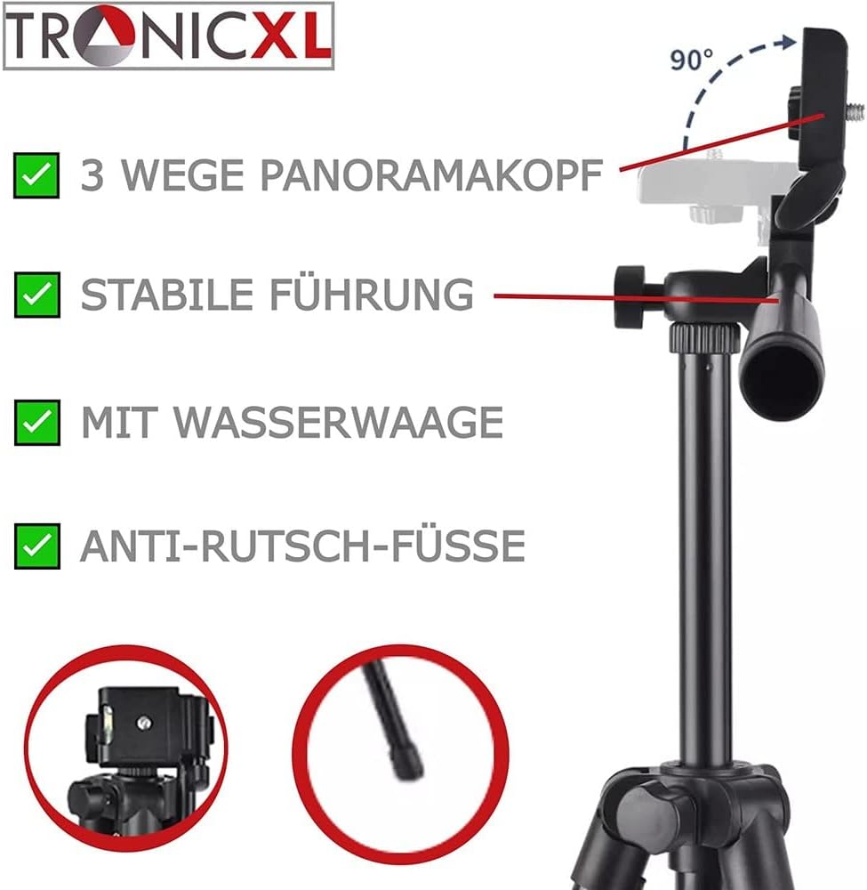 TronicXL 30-63cm Profi Tripod Alu Stativ Diktiergerät Audiorekorder Aufnahmegerät 1/4 Zoll kompatibe