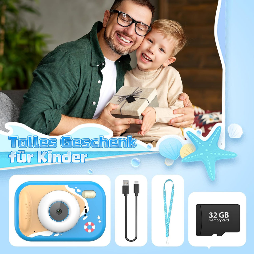 ULEWAY Kinderkamera, 1080P Kinder Kamera Unterwasser, Digitalkamera Unterwasserkamera mit 2,4” Bilds