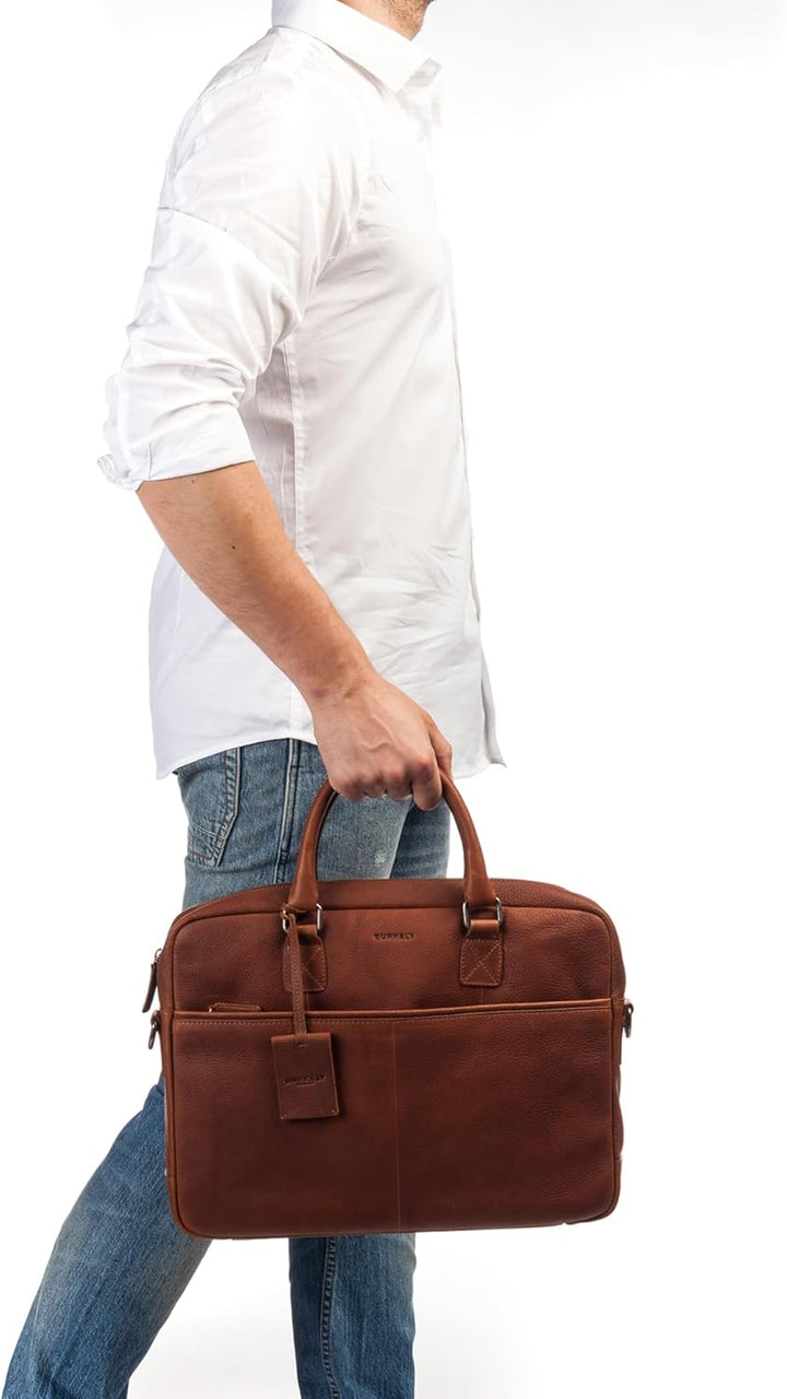 Burkely Fundamentals Antique Avery Reid Laptopbag Uni 15,6'' – Aktentasche aus Vollrindleder – Gepol
