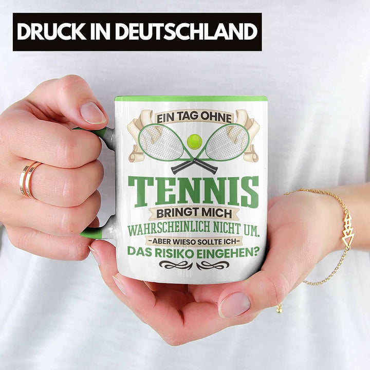 Trendation - Tennis Tasse Geschenk für Tennis-Spieler Spielerin Lustiger Spruch Geschenkidee (Grün),