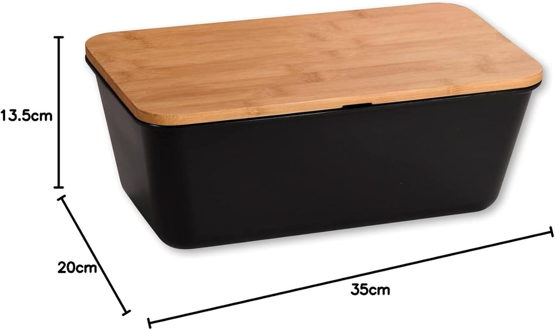 Kesper | Brotbox, Material: Kunststoff, Bambus, Masse: B: 35 x H: 13,5 x T: 20 cm, Farbe: Schwarz, B