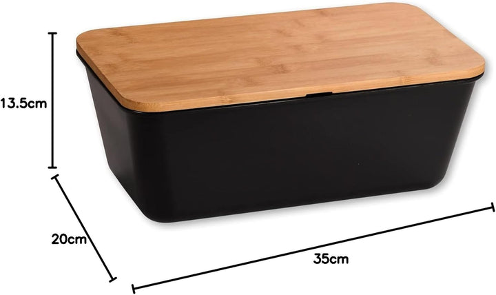 Kesper | Brotbox, Material: Kunststoff, Bambus, Masse: B: 35 x H: 13,5 x T: 20 cm, Farbe: Schwarz, B