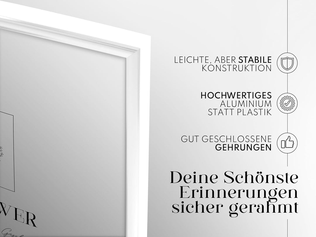 Artower® Bilderrahmen Weiss Metall Dünner Rahmen für DIN A2 42 x 59,4 cm | Posterrahmen Gross Collag