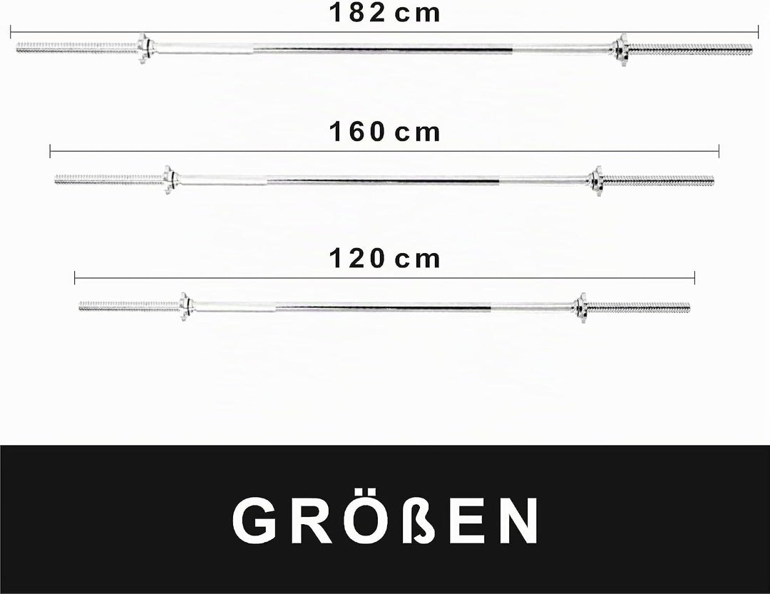 Lisaro Langhantelstange mit Sternverschlüssen 120/160/182cm-Standardnorm gerändelt und verchromt, Sc