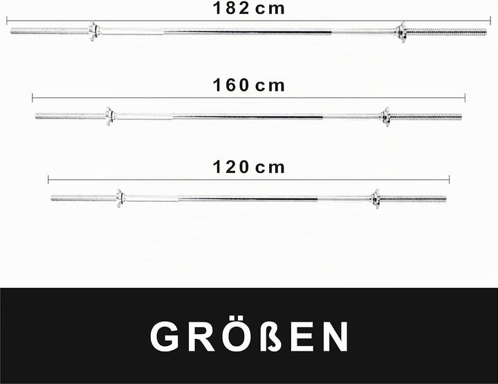 Lisaro Langhantelstange mit Sternverschlüssen 120/160/182cm-Standardnorm gerändelt und verchromt, Sc