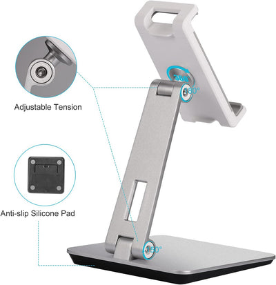 SHUOSUO Tablet Ständer Verstellbar & Faltbar, Schwerer Aluminium Tablet Halterung Halter Tisch, komp