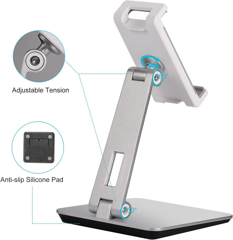 SHUOSUO Tablet Ständer Verstellbar & Faltbar, Schwerer Aluminium Tablet Halterung Halter Tisch, komp