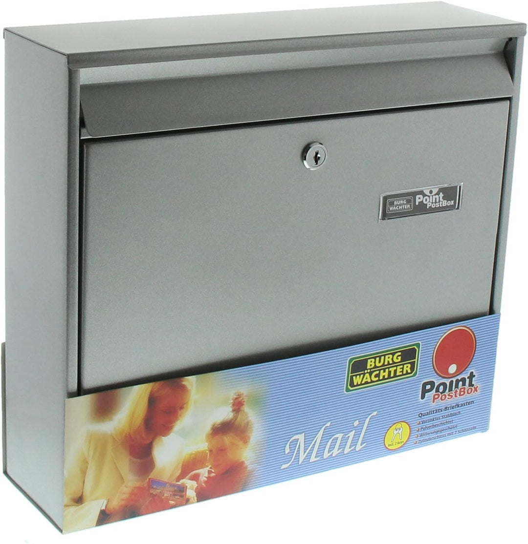 Burg-Wächter Briefkasten, Briefkastenanlagen geeignet, A4 Einwurf-Format, Verzinkter Stahl, Mail 587