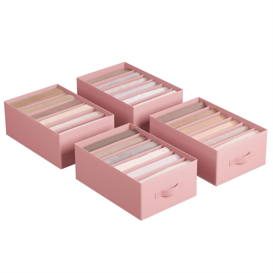 SONGMICS Kleiderschrank-Organizer 4er Set, Aufbewahrungsbox 6 Fächer, Schubladen-Ordnungssystem, Ord