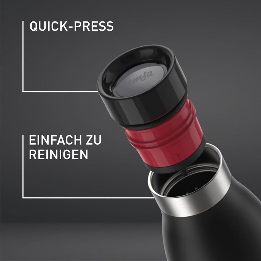 Emsa N31101 Bludrop Color Trinkflasche | 0,5 Liter | 100% dicht | Quick-Press Verschluss | Ergonomis