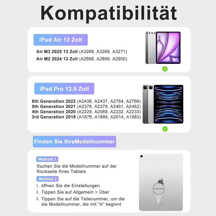IVEOPPE Hülle mit Tastatur für iPad Air 13 Zoll 2025 M3/2024 M2, Deutsches QWERTZ Layout, Bluetooth
