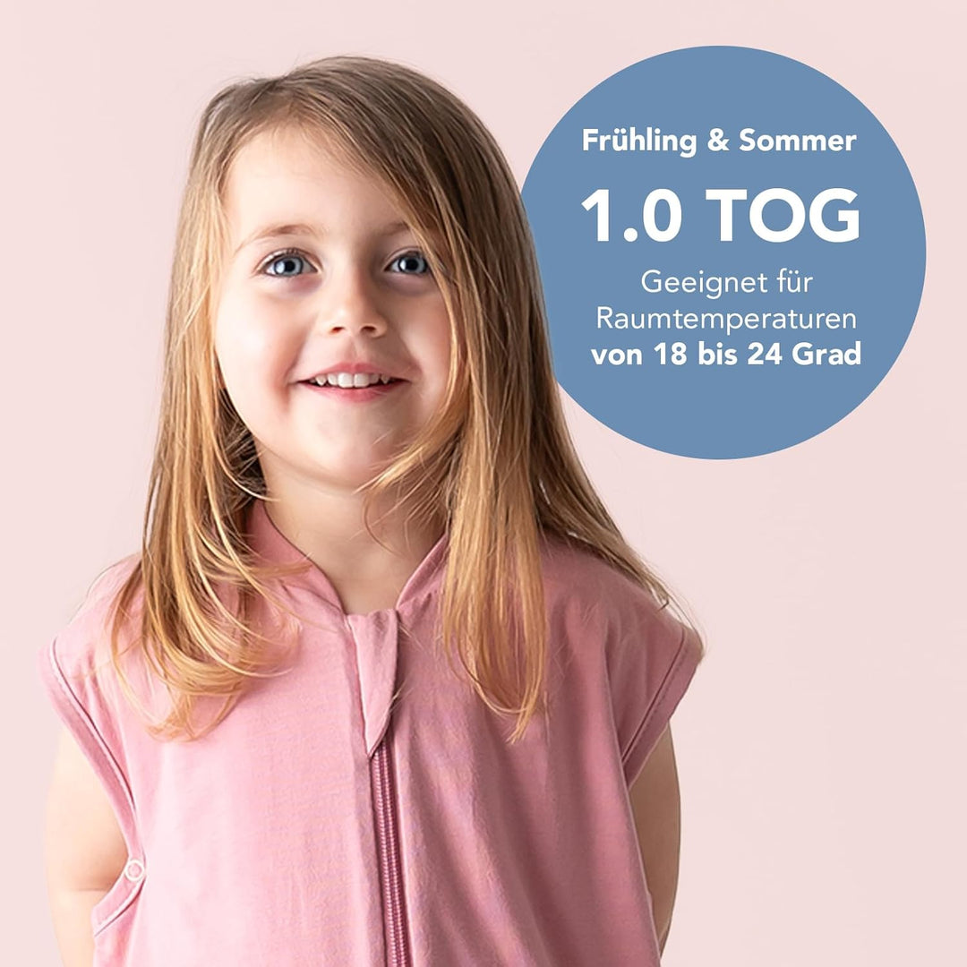 Schlummersack leicht gefütterter Babyschlafsack Frühjahr/Sommer 1.0 Tog für Mädchen und Jungs - in v