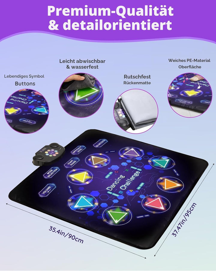 Tanzmatte Für Kinder, LED Licht-Tanzpad Mit 8 Tasten, Integrierter Musik, Bluetooth, 8 Modi, Kinder