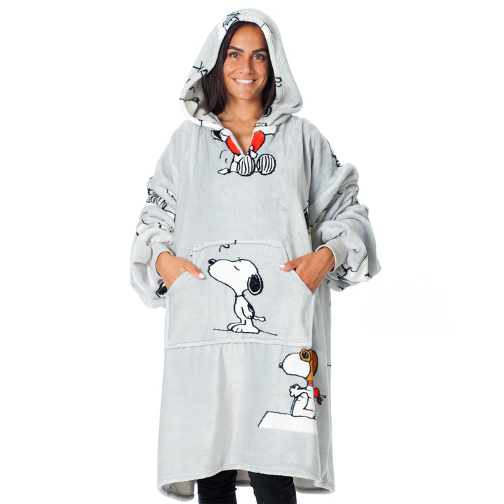 Kanguru Snoopy, Decke mit Ärmel Hoodie Ärmelndecke zum Anziehen, SNOOPY