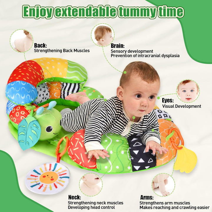 Ulikey 3 in 1 Bauchlage Spielzeug Baby, Abnehmbar Raupe für Baby, Bauchlage Helfen Sitzen Stützen Ba