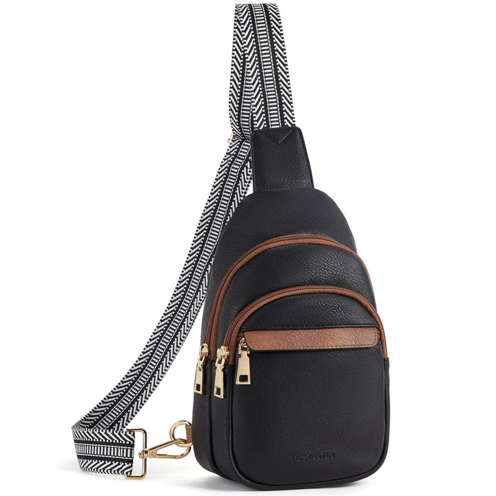 BOSTANTEN Brusttasche Damen Schulterrucksack Sling Bags Klein Umhängetasche Crossbody Bag PU Leder B