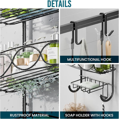 TAILI Saugnapf Hängende Duschablage Zum Hängen mit Rasierständer & Seifenhalter, Shower Shelf Mit 4