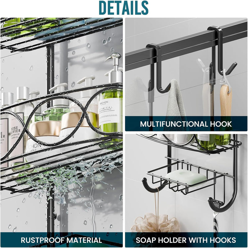 TAILI Saugnapf Hängende Duschablage Zum Hängen mit Rasierständer & Seifenhalter, Shower Shelf Mit 4