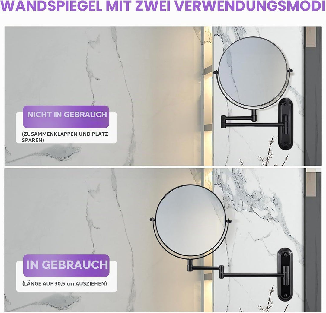 VORREMIRR Wandmontierter Make-up-Spiegel - 1X / 15X Vergrössernder Make-up-Spiegel mit erweitertem A