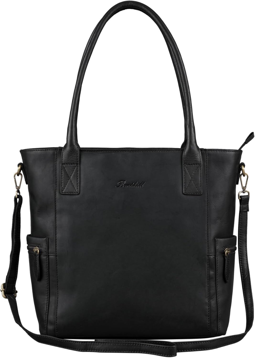 Benthill Damen Shopper Leder - Umhängetasche aus echtem Rindsleder - Handtasche mit Reissverschluss