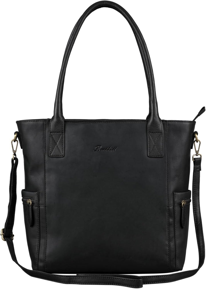 Benthill Damen Shopper Leder - Umhängetasche aus echtem Rindsleder - Handtasche mit Reissverschluss