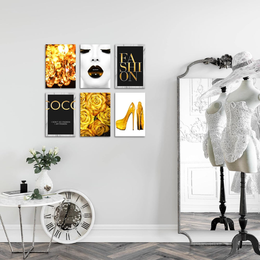 Novart Wandbilder Set - KOMPLETT AUFHÄNGFERTIG - Made in Germany - Moderne Bilder Fashion Wohnzimmer