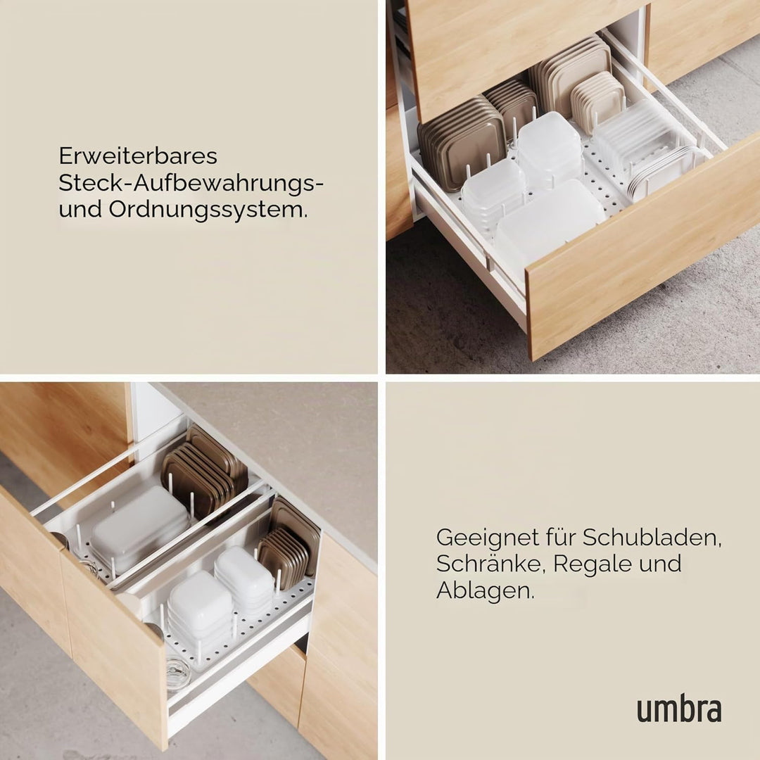 Umbra Peggy Einsatz für Küchenschränke und Schubladen, Schubladenorganizer zur Aufbewahrung von Töpf
