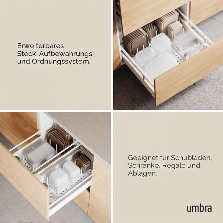 Umbra Peggy Einsatz für Küchenschränke und Schubladen, Schubladenorganizer zur Aufbewahrung von Töpf