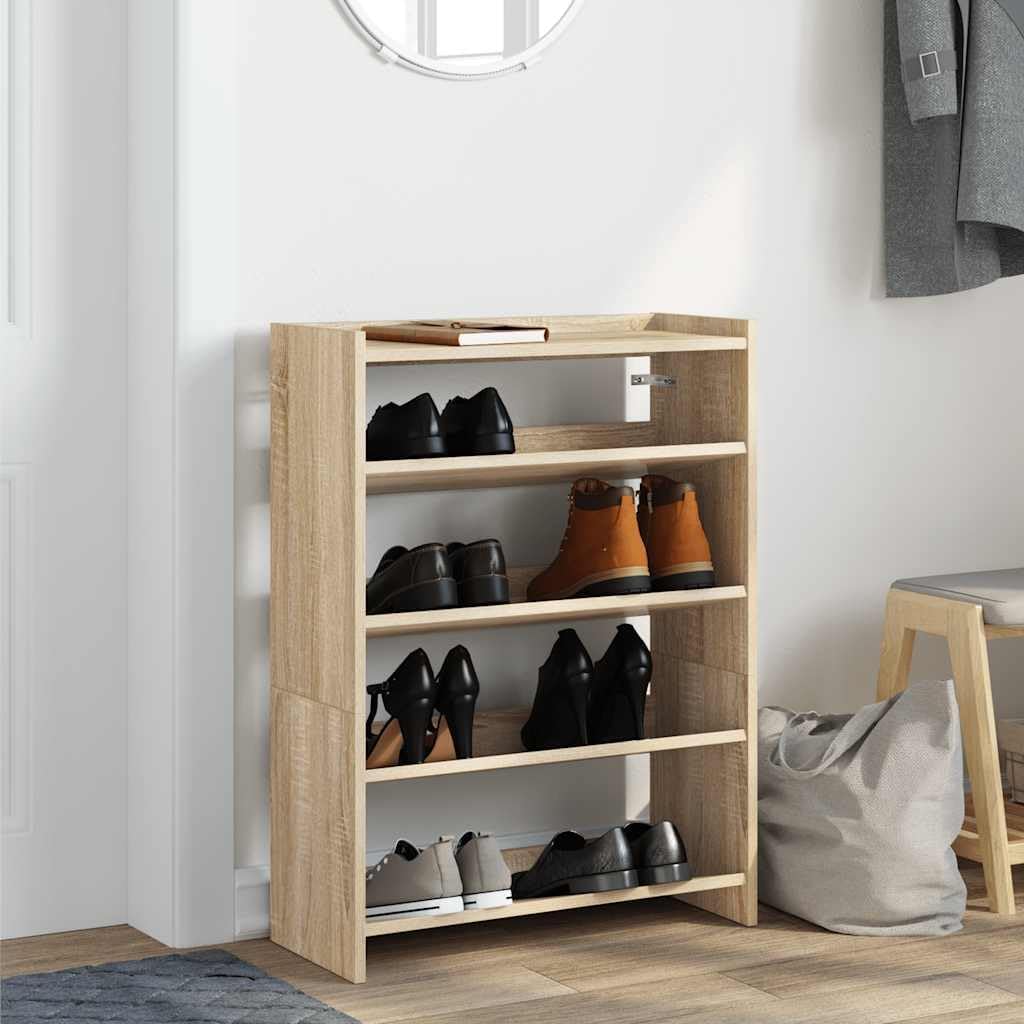 vidaXL Schuhregal Sonoma-Eiche 60x25x81 cm Holzwerkstoff, Schuhschrank, Schuhaufbewahrung, Schuhe Or