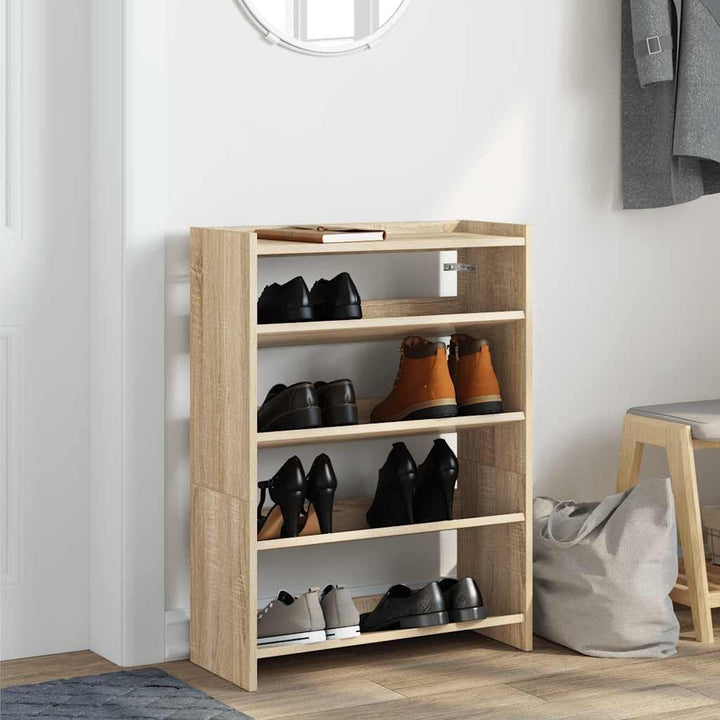vidaXL Schuhregal Sonoma-Eiche 60x25x81 cm Holzwerkstoff, Schuhschrank, Schuhaufbewahrung, Schuhe Or