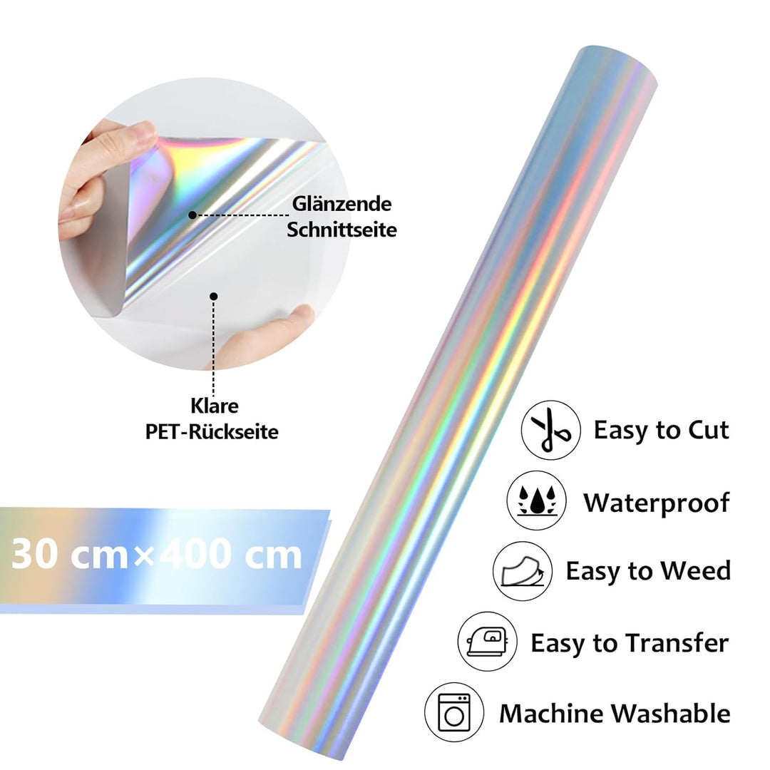 NANAPLUMS Selbstklebendes Vinylfolie Plotter - Holographisches Funkelndes Plotterfolie Vinyl Permane