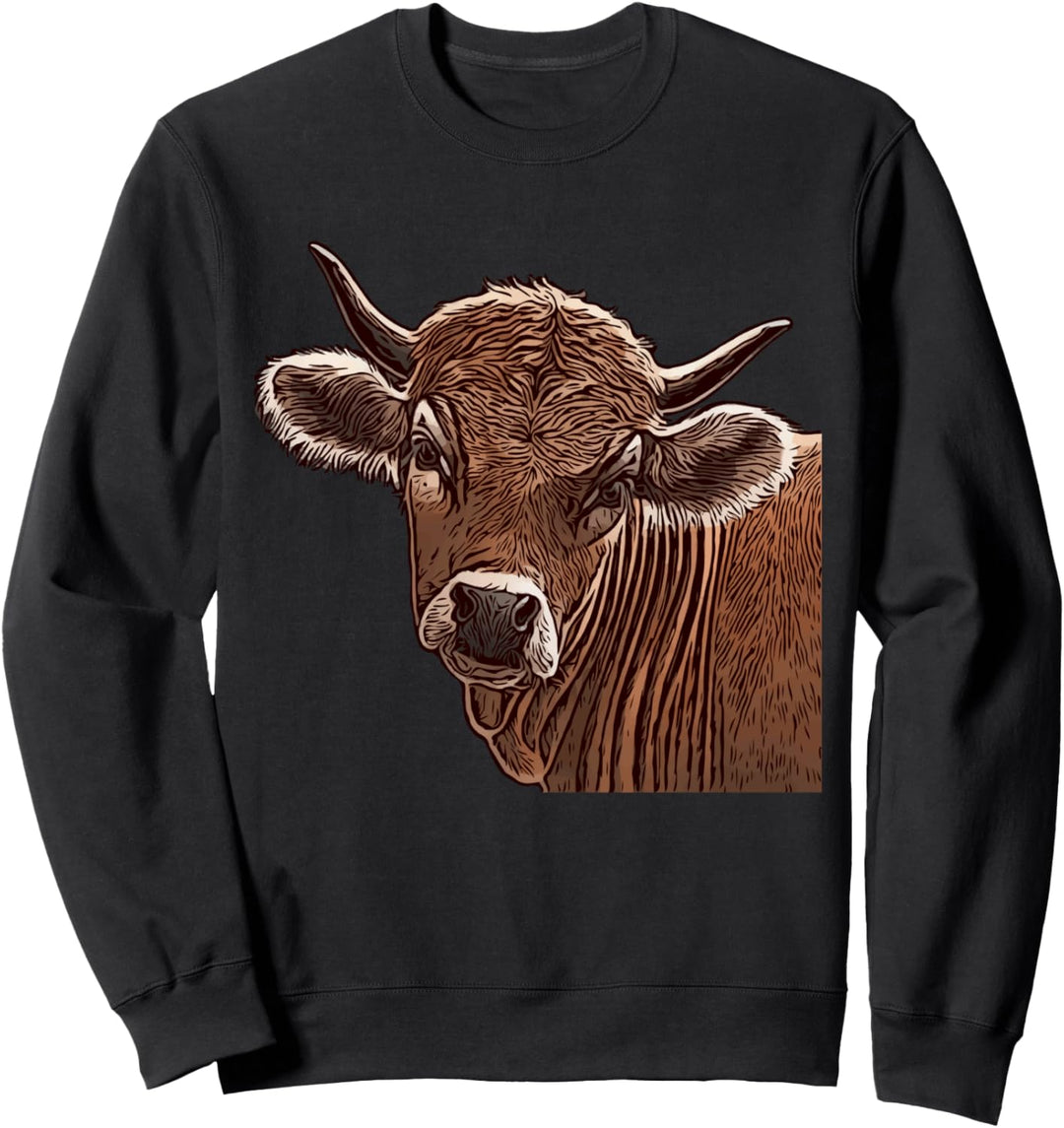 Jersey Kuhmotiv Landwirt Kuh Motiv Aufdruck mit Rind Sweatshirt