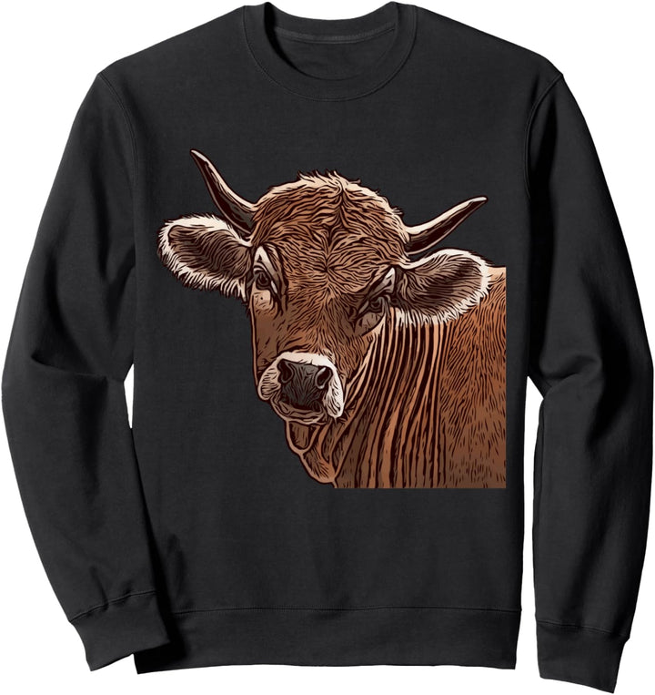 Jersey Kuhmotiv Landwirt Kuh Motiv Aufdruck mit Rind Sweatshirt