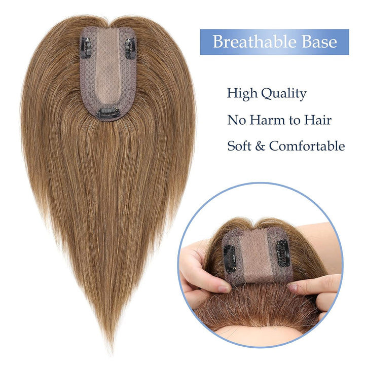 Silk-co Haarteile Echthaar Clip in Extensions Echthaar Toupee Haarverlängerung Toupee Hair Extension