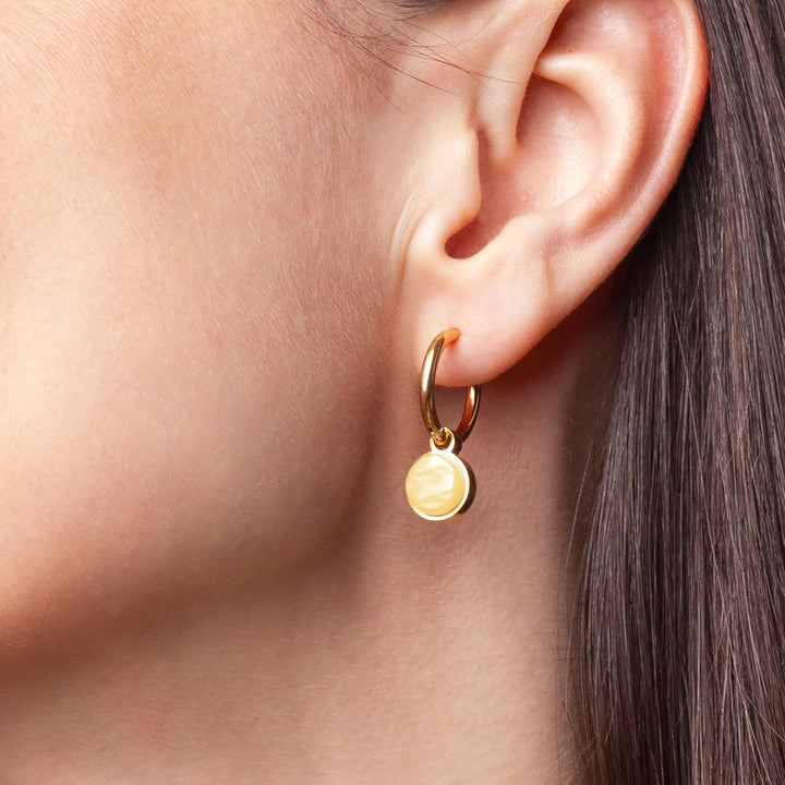 Gold Ohrringe Creolen mit Anhänger zum Wechseln • Edelstahl Ohrhänger mit Charm • nickelfrei &amp; wasse