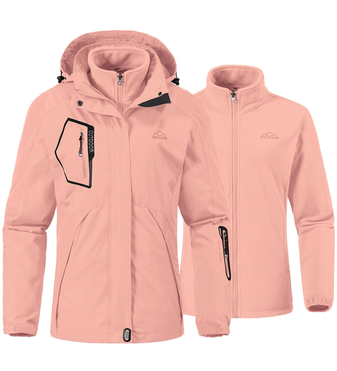 YSENTO Damen 3-in-1 Skijacke Winter FleeceJacke Wasserdichte Winddichte Warme Funktions Outdoor Soft