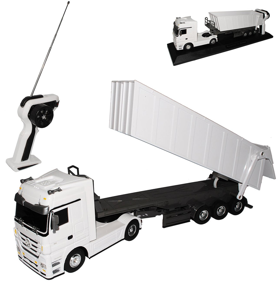 alles-meine.de GmbH Mercedes-B Actros Kipper Weiss 27 MHz - RC Funkauto - mit Beleuchtung - viele Fu
