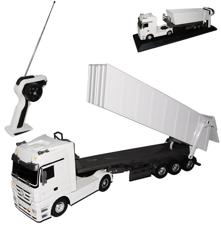 alles-meine.de GmbH Mercedes-B Actros Kipper Weiss 27 MHz - RC Funkauto - mit Beleuchtung - viele Fu