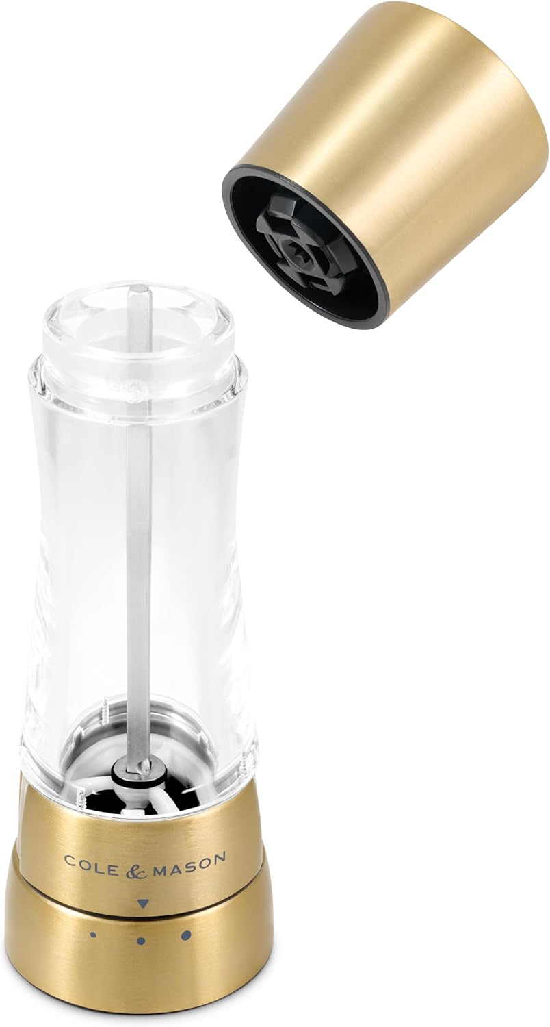 Cole & Mason H332017 Derwent Gold Salz und Pfeffer Mühle, 2er Set Manuell, Edelstahl/Acryl, 190mm,Pr