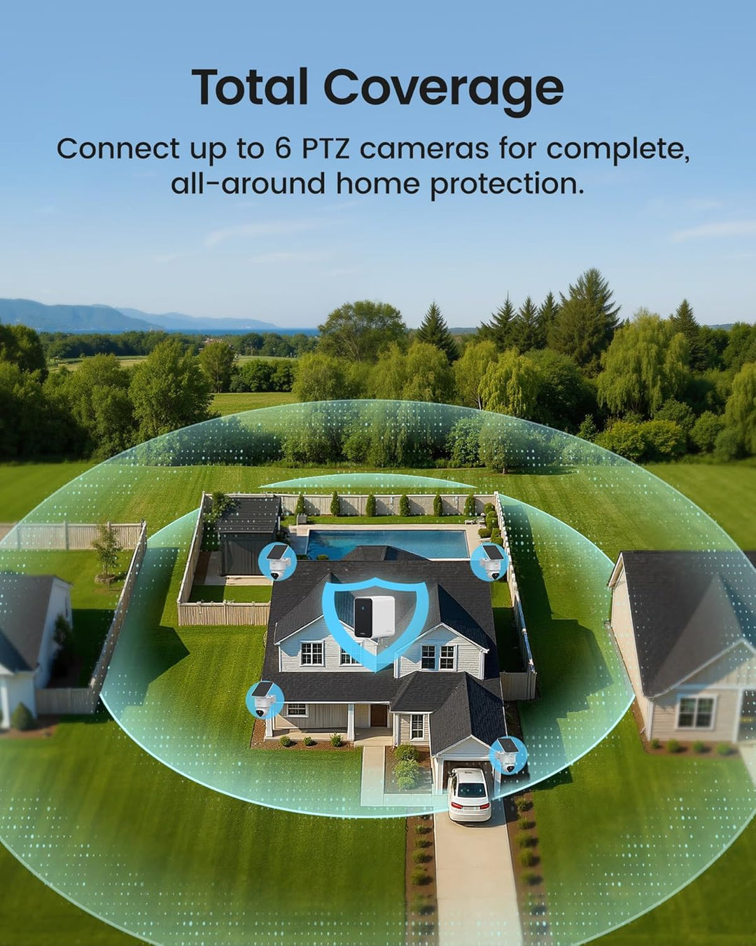 AOSU T2 Ultra 4K UHD Überwachungskamera Aussen Solar Akku für aosuCortex, 4 Cam-Kit, TrueColor Nacht