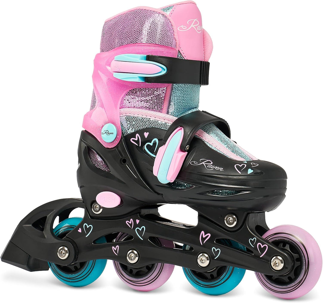 RAVEN 4in1 Inline Skates Triskates Rollschuhe Schlittschuhe Inliner für Kinder Mädchen verstellbar 3