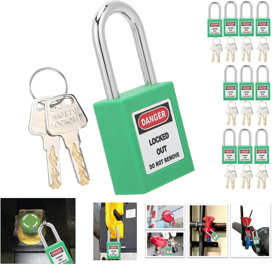 Lockout Tagout Schloss, 10er-Set 38 mm Lockout-Schloss Lockout Vorhängeschloss Gleichschliessend Nyl