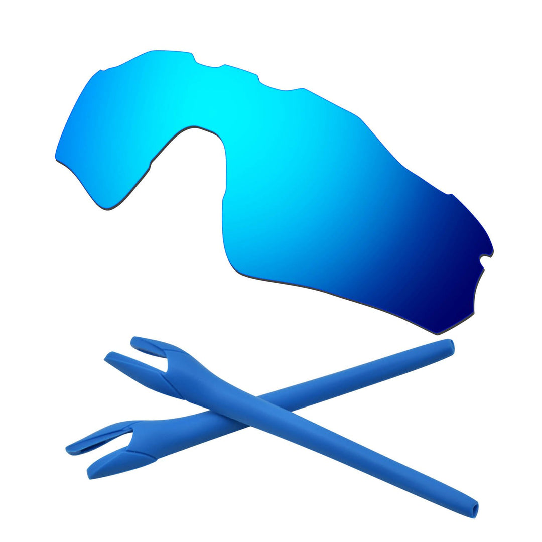 HKUCO For Oakleys Radar EV Path Blue Polarized Replacement Lenses And Blue Earsocks Rubber Kit