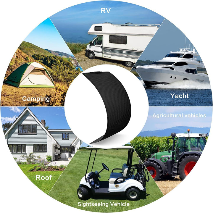 Flexible Solar Panel 100W 12V Monocrystalline Bendable 100 Watt 12Volt Semi-Flexible Mono Solar Pane