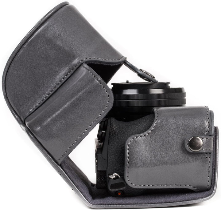 MegaGear Sony Alpha A6500 (16-50 mm) Ever Ready Leder Kamera-Case mit Trageriemen und Batteriezugang