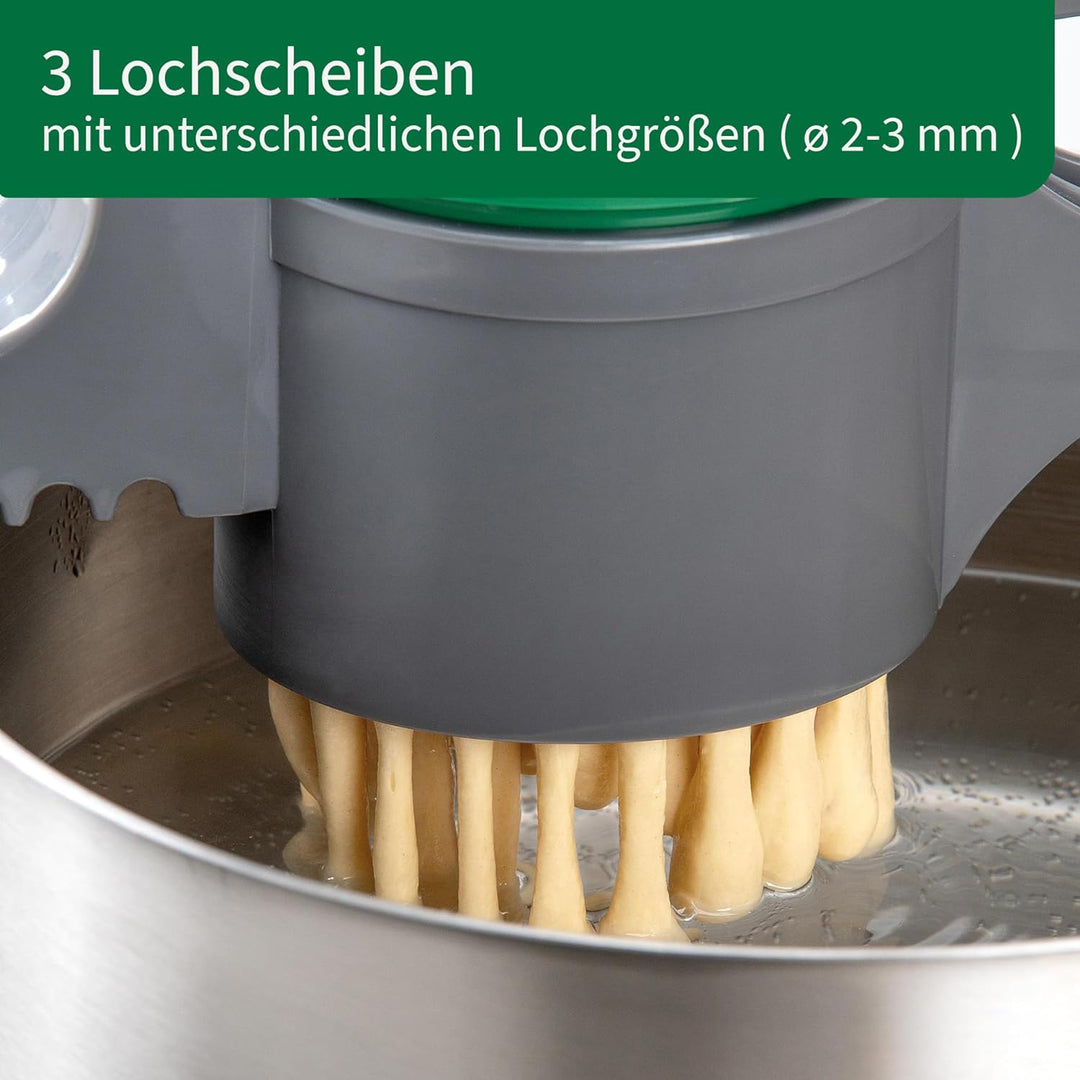 FACKELMANN Chefkoch Spätzlepresse für Kartoffeln, Spätzle, Spaghettieis & Co – Presse mit 3 Lochsche