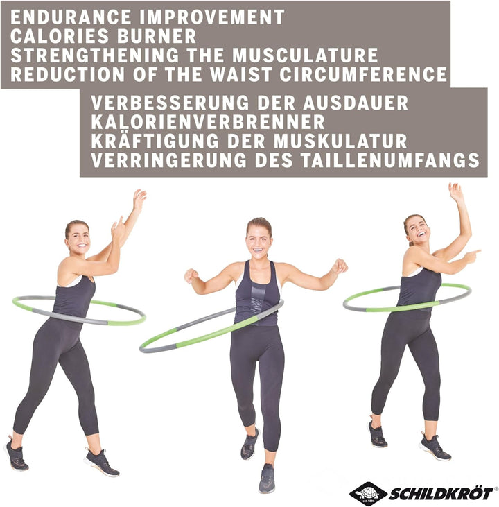 Schildkröt Fitness-Hoop, Hula-Hoop Reifen in 4-Farb Karton Hula-Hoop Ø100cm, Grün-Anthrazit, 960035